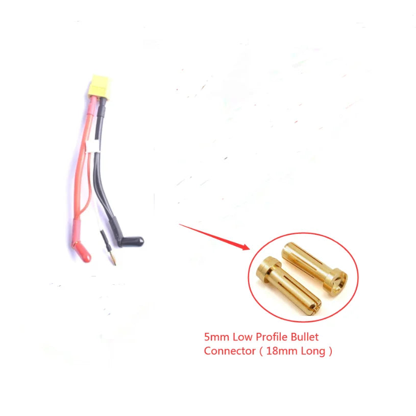 Hardcase Lipo Harness 2S JST XH Balance XT60 Tamiya Deans EC3 EC5HXT TrX Plug to 90 Degree 4.0/5.0mm Bullet Connector with Cover
