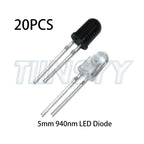 10pairs 3mm 5mm 940nm LEDs Infrared Emitter and IR Receiver Diode F3 F5 Diodes for Arduino DIY