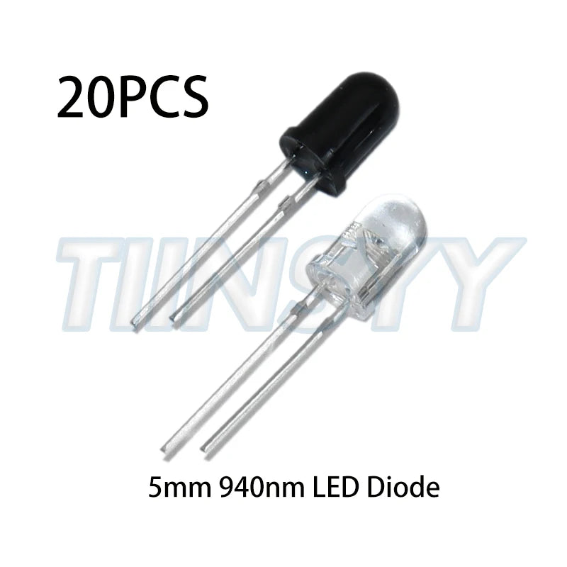 10pairs 3mm 5mm 940nm LEDs Infrared Emitter and IR Receiver Diode F3 F5 Diodes for Arduino DIY