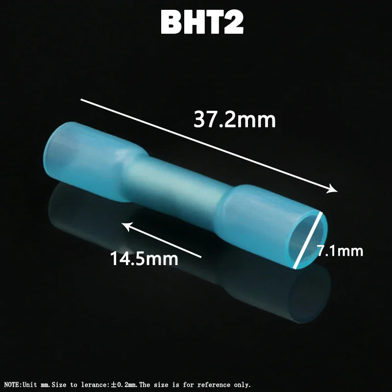 10/100Pcs Heat Shrinkable Cable Terminal Tube BHT0.5 BHT1.25 BHT2 BHT5 AWG22-10 Waterproof Butt Crimp Copper Insulated Connector