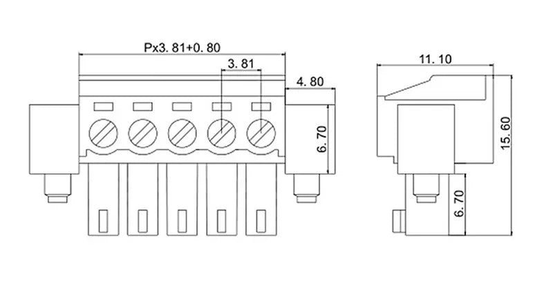 5sets 2EDGWB 5.08/15EDGWB 3.81 2/3/4/5/6/10/12Pin Wall Terminal Plug Type 5.08mm/3.81mm Pitch Connector Pcb Screw Terminal Block
