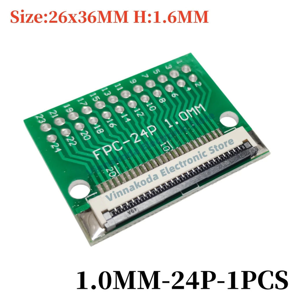FFC/FPC Adapter Board with Soldered 1.0MM Flip Cover Lower Connector Straight or Bent Pins Available, 4/6/8/10/12/14/16/20/30P