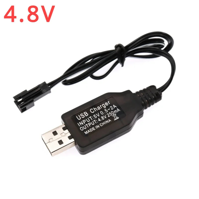 5V to 3.7/4.8/6/7.2/8.4/9.6V250mA Battery USB Power Charger Cable SM 2P Forward Plug for Remote Control Boat Car USB Charger Toy