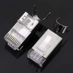 RJ45 CAT5 Pass Through Connectors Crystal End Gold-Plated to Crimp Modular Plug for Solid Or Stranded UTP Network Cable Sleeve