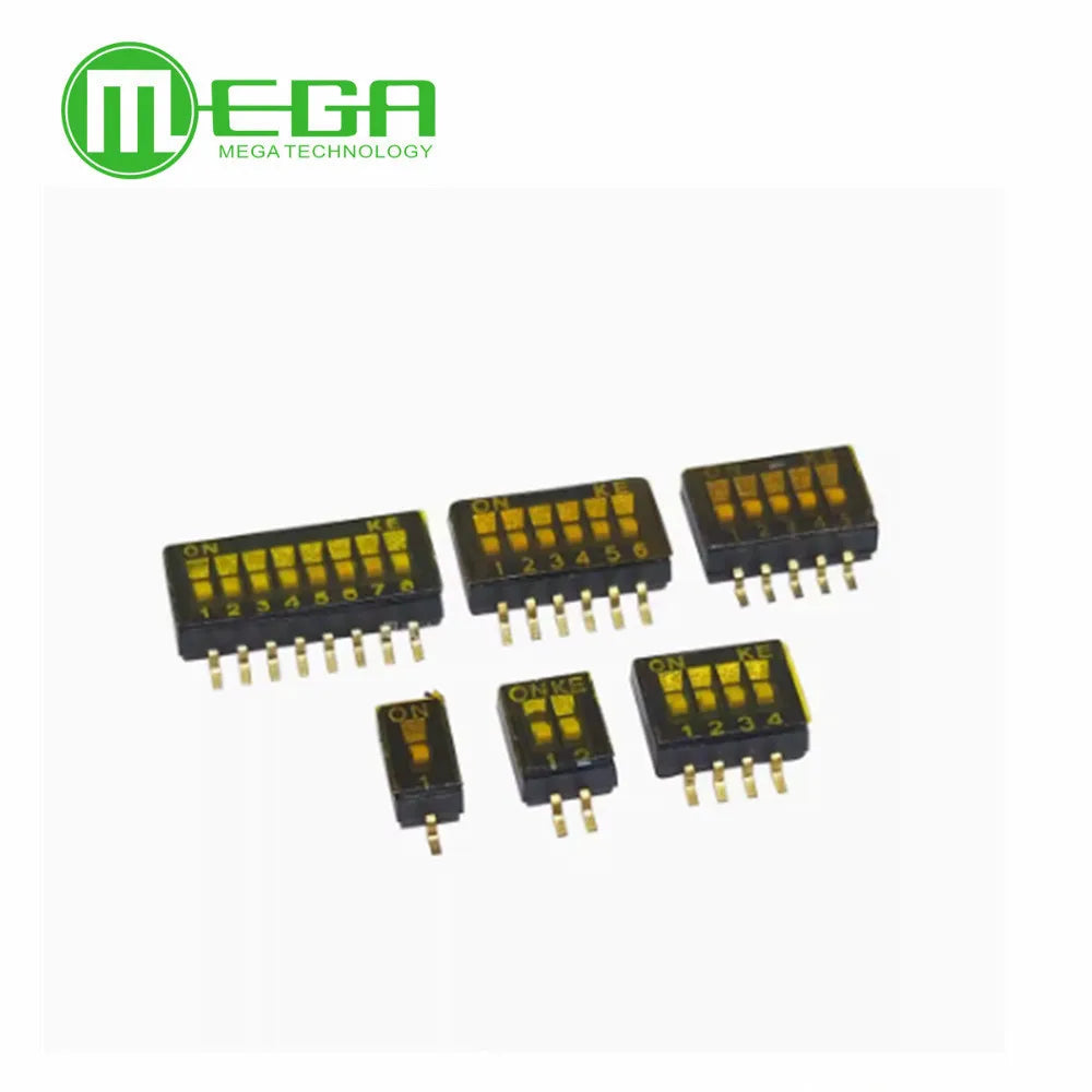 100pcs  1.27mm Pitch Dip Switch SMD SMT Slide Type Switch 1/2/3/4/5/6/8 Position DSHP04TSGER