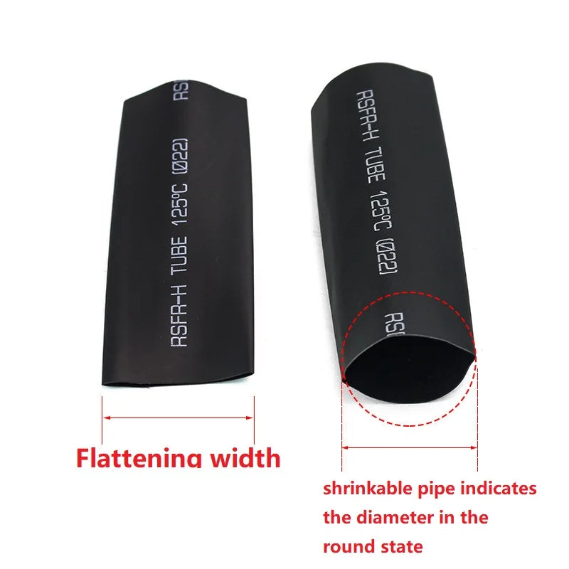 Black Heat Shrink Tubing 1-14mm Diameter Heatshrink Sleeving Wrap for DIY Wire Connector Repair - Assorted Sizes