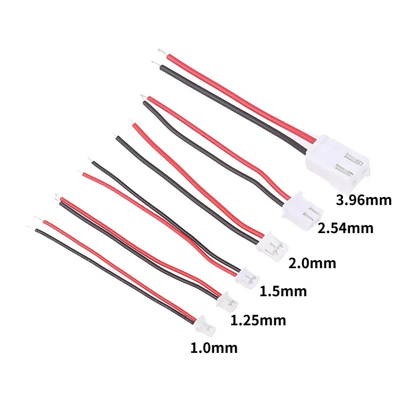 30PCS Small Mini MX1.25mm SH1.0mm ZH1.5mm PH2.0mm XH 2.54mm VH3.69mm 2Pin Male Female Plug Jack Connector Cable Wire Length10CM