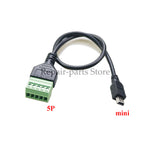 1PC USB 2.0 Female B Micro USB Mini USB Type-C Male to 5 Pin Female Bolt Screw Connector with Shield Terminal Plug Adapter Cable