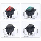ON OFF KCD4 waterproof and oil proof switch four feet 2 file red green with lights six foot rocker power switch LED 12V 220V