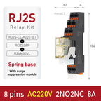 Thin-Flat Intermediate Relay 1NO1NC/2NO2NC 8A 24VDC | Compatible with  RJ1S-CL-D24 & RJ2S-CL-D24 | DIN Rail Relay for Contro