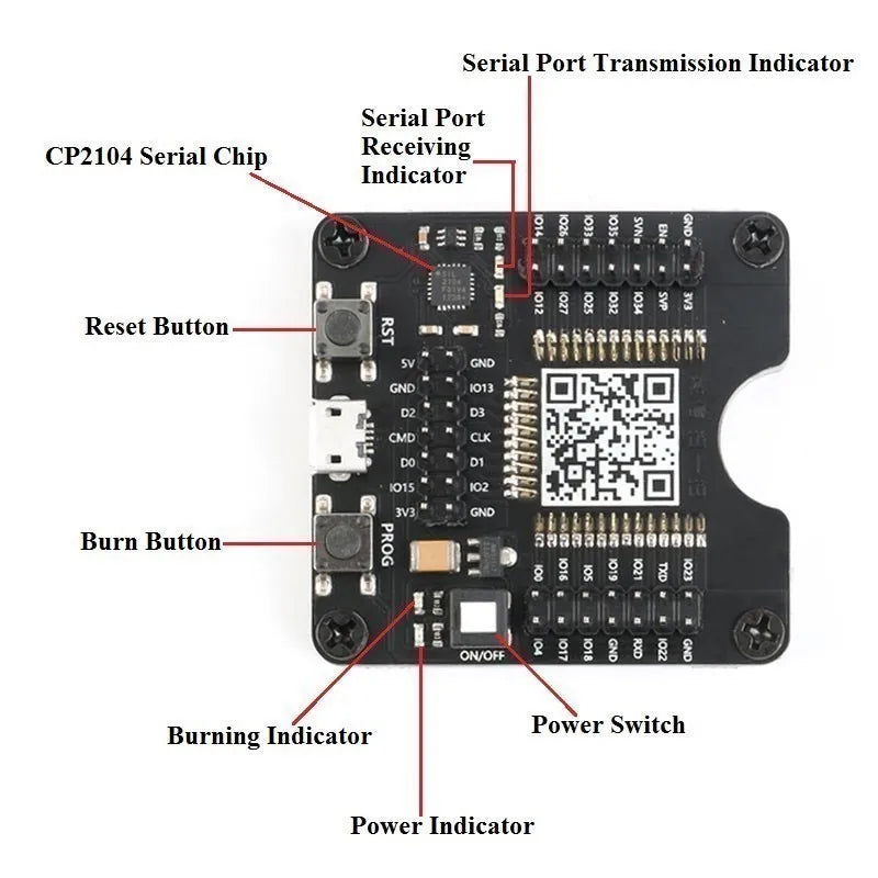 ESP8266 ESP-32 ESP32-WROVER Development Board Test Programmer Socket Downloader for ESP-01 ESP-12F ESP-07S ESP-12S ESP32
