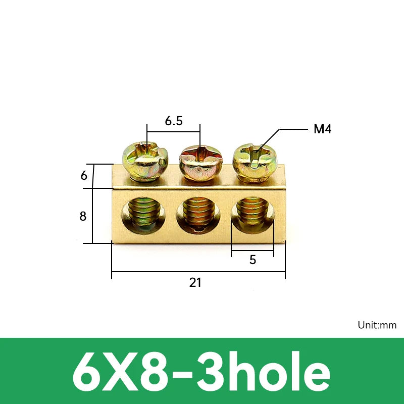 1 PCS Multi Specification Brass Ground Strip 5/6/7/8/9/10/12/15/20 Hole Brass Rod Grounding Terminal Ground Bar Terminal Strip