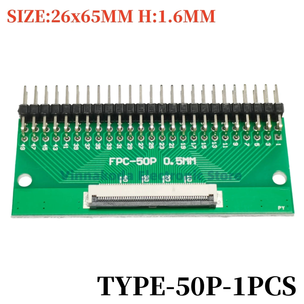 1PCS FFC/FPC Conversion Board 0.5mm Pitch Connector 2.54MM Double Row Bending Pins 4/10/12/14/15/16/18/22/24/26/30/34/40/50/60P