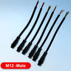 5Pairs M12 Small Metal Head Black Waterproof IP67 2 3 4 5 6 8Pin Cable Wire Plug for LED Strips Male and Female  DC Connector