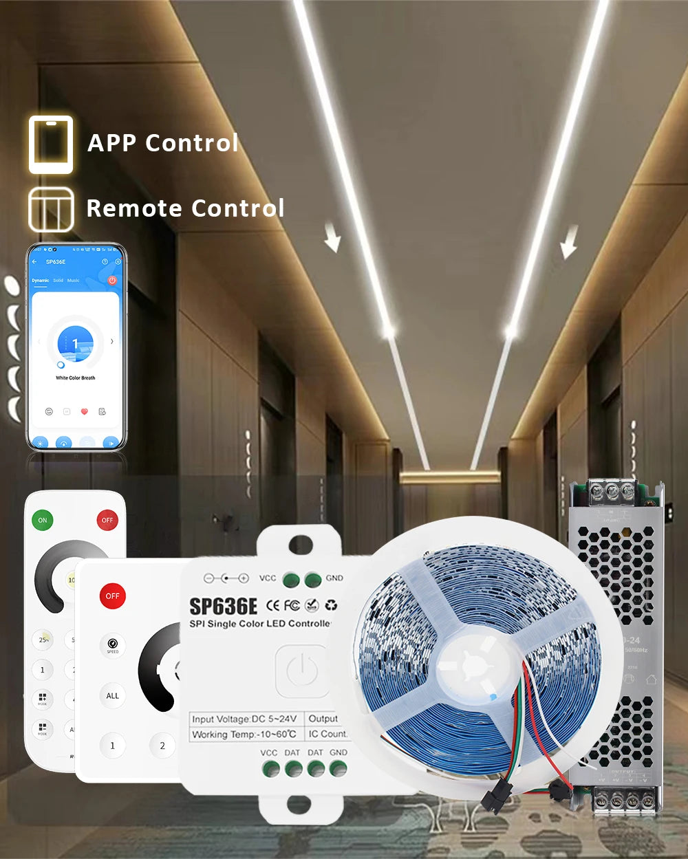 24V WS2811 Running Water Flowing Led Strip Light 2835 10M 15M 20M Horse Race Tape Lamp with SP636E BanlanX App 2.4G Controller