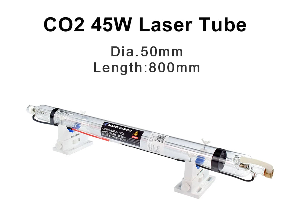 40W-45W Co2 Laser Tube Metal Head Glass Pipe Length 800mm Lamp Diameter 50mm High Power For CO2 Laser Engraving Cutting Machine