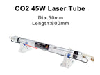 40W-45W Co2 Laser Tube Metal Head Glass Pipe Length 800mm Lamp Diameter 50mm High Power For CO2 Laser Engraving Cutting Machine