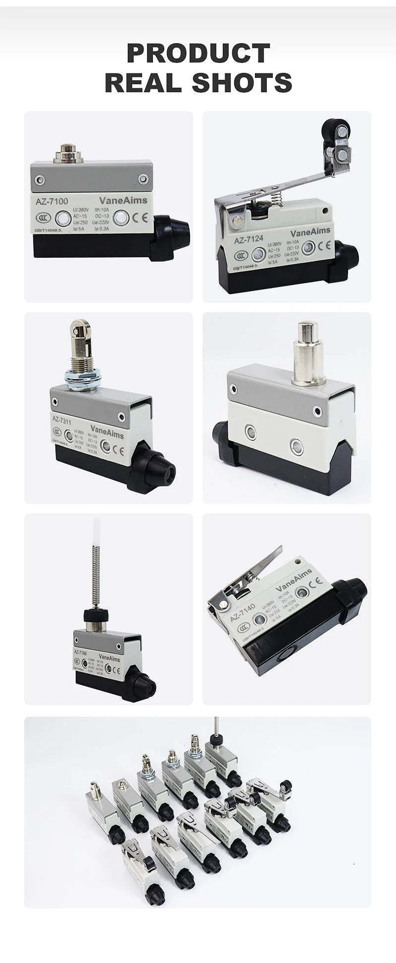 Waterproof AZ Micro Limit switch 10A 250V AZ-7312 AZ-7311 AZ-7121 AZ-7120 Small Roller Lever Travel Switch without fixation