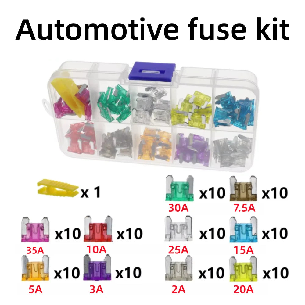 Profile Medium Mini Micro2 Size Blade Type Car Fuse Assortment 5/7.5/10/15/20/25/30/35A Fuse Set Auto Car Truck with Box Clip