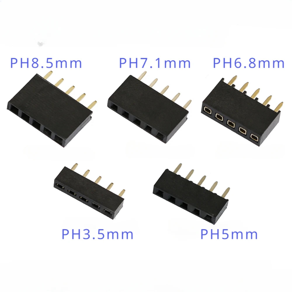 20PCS 2.54mm PH8.5/7.1/6.8/5.0/3.5mm DIP Single Row 1*2P3P4P5P6P-40P Straight Rohs Gold 0.1" Pitch PCB Female Pin Header Socket