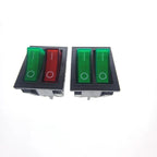 2Pcs KCD2 Double Boat Rocker Switch 6 Pin On-Off Position with Green Red Lights 20A 125VAC/16A 250V - Black No Light Option