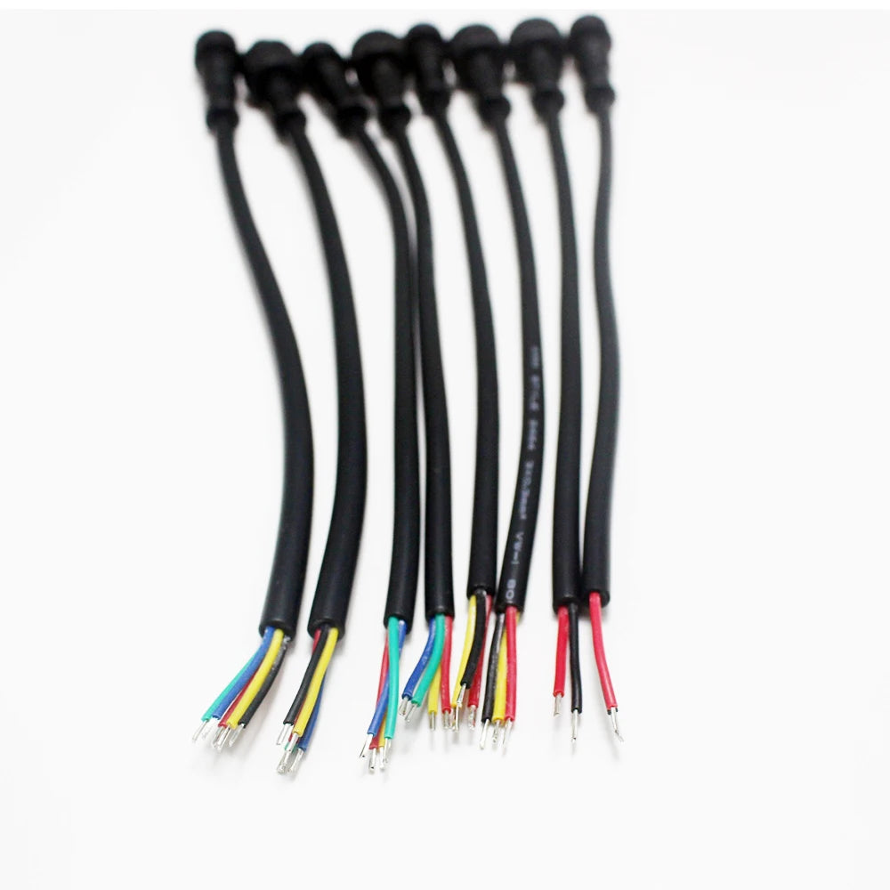 1Pair M12  2 3 4 5 Pin Waterproof IP65 Cable Wire Plug for LED Strips Male and Female Jack 20cm Lengh Connector Small Size Head