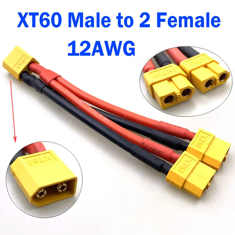 T Plug XT60 XT90 Parallel Battery Connector Male/Female Double Extension Cable Y-Divider/RC Battery Motor3-Way 10AWG 12AWG 14AWG