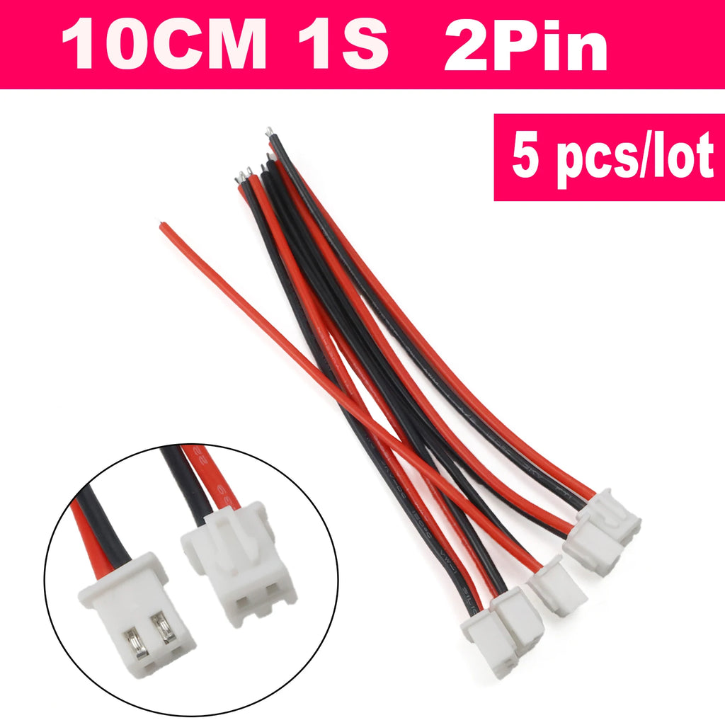 5Pcs JST-XH Balance Charger Cable 1S 2S 3S 4S 5S 6S 7S 8S 22AWG Silicone Wire 10cm Female Plug Extension Cord RC Lipo IMAX B6