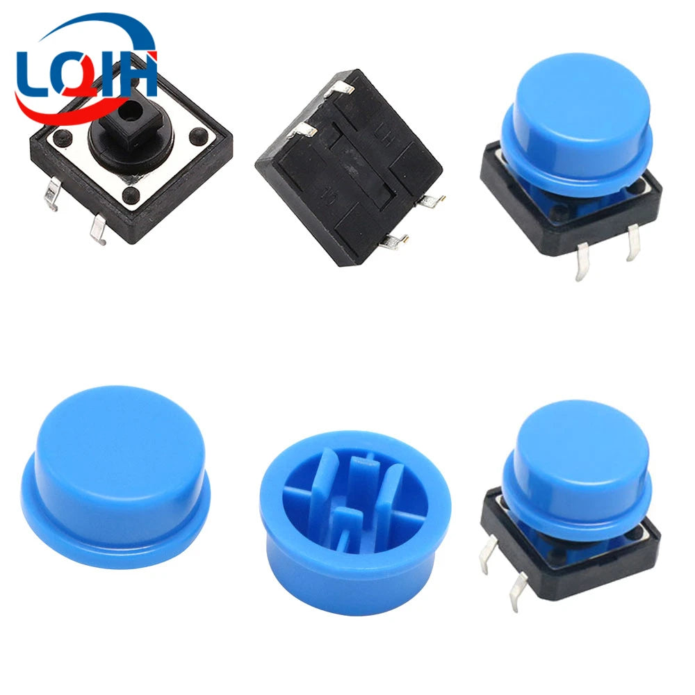 12*12*7.3MM Tactile Push Button Switch Momentary Micro switch button Tact Cap White Black Yellow Blue Red for Arduino Switch