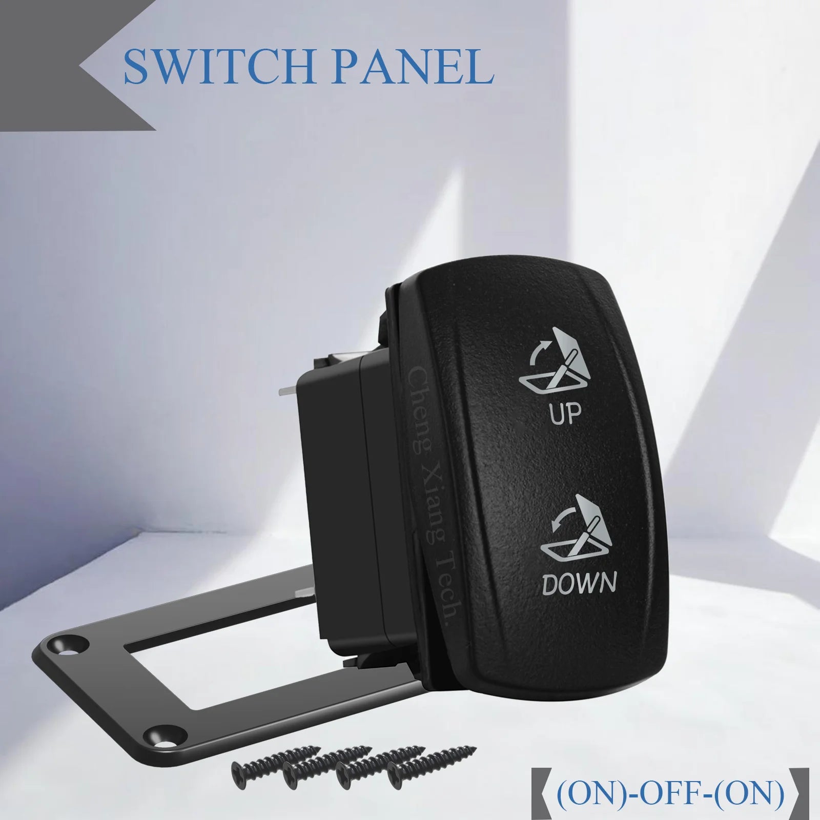 Waterproof 12V/24V 7-Pin DPDT Reverse Polarity Rocker Switch Blue LED Latching/Momentary On-Off-On for DC Linear Actuators Motor