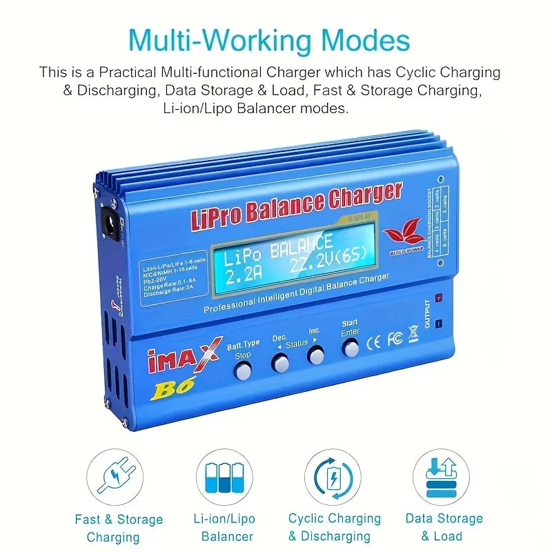 IMAX B6 Digital Battery Pack Charger, an 80W Digital Balance Charger for Aircraft Models, with a Discharge Power of 5W Suitable
