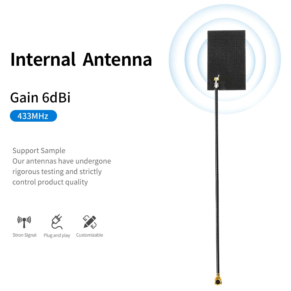 433Mhz Internal FPC Flexible Black Patch Adhesive Antenna 6dbi with 12cm Cable and UFL Connector