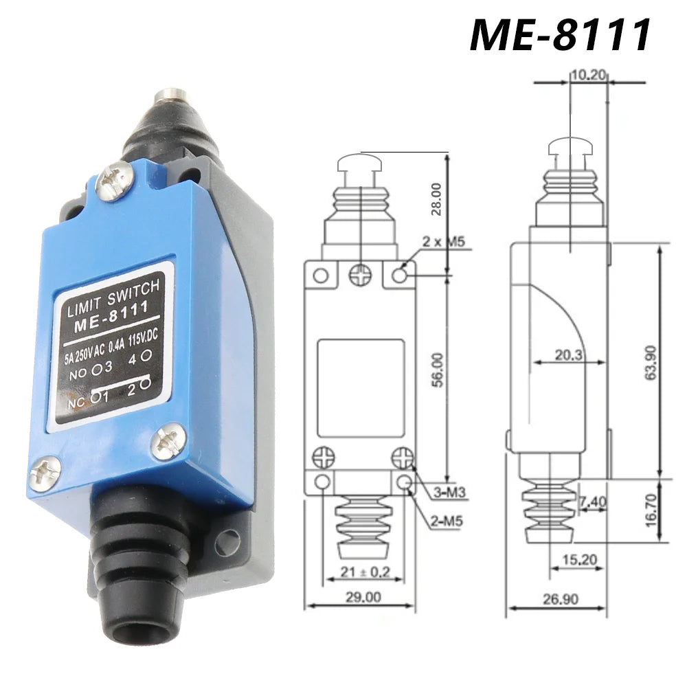 Waterproof CNC Momentary Limit Switch ME 8108 8111 8122 9101 5A/220V Rotary Roller Lever Sealed Industrial Machine Limit Switch
