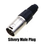 1pcs XLR 3Ppin Male Female Socket Plug Microphone Audio Cable Connector 3P Black Silver Copper Contact XLR Metal Plug Panel