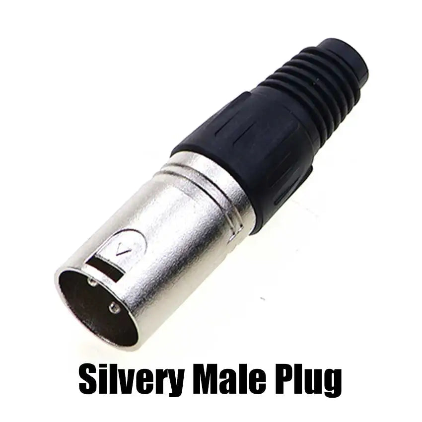 1pcs XLR 3Ppin Male Female Socket Plug Microphone Audio Cable Connector 3P Black Silver Copper Contact XLR Metal Plug Panel