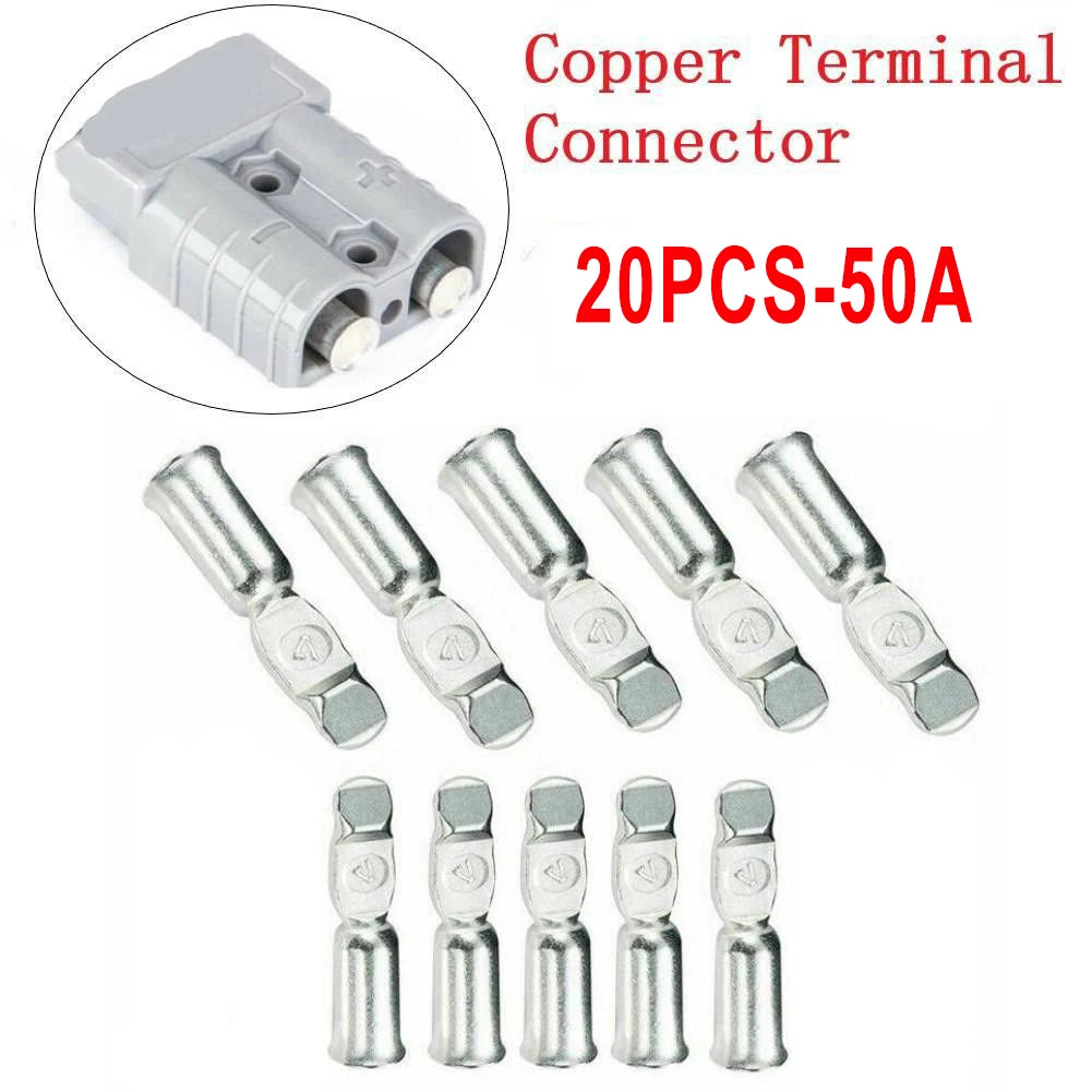 For 50A Copper Terminal Set Includes 20 Connectors Compatible With For Anderson Style Contacts Great For Batteries
