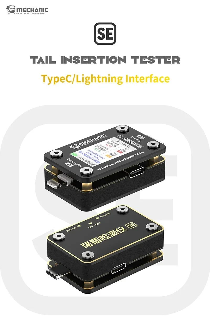 MECHANIC T-824 T824 SE Tail Insertion Tester Tail Insertion Detector Type-C Lightning I nterface for Phone Repair Tools