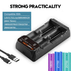 POWERKAN Battery Charger, Type-C USB Input, for 3.7V Li-ion Batteries Compatible with 2665016340 14500 21700 18650 Charging