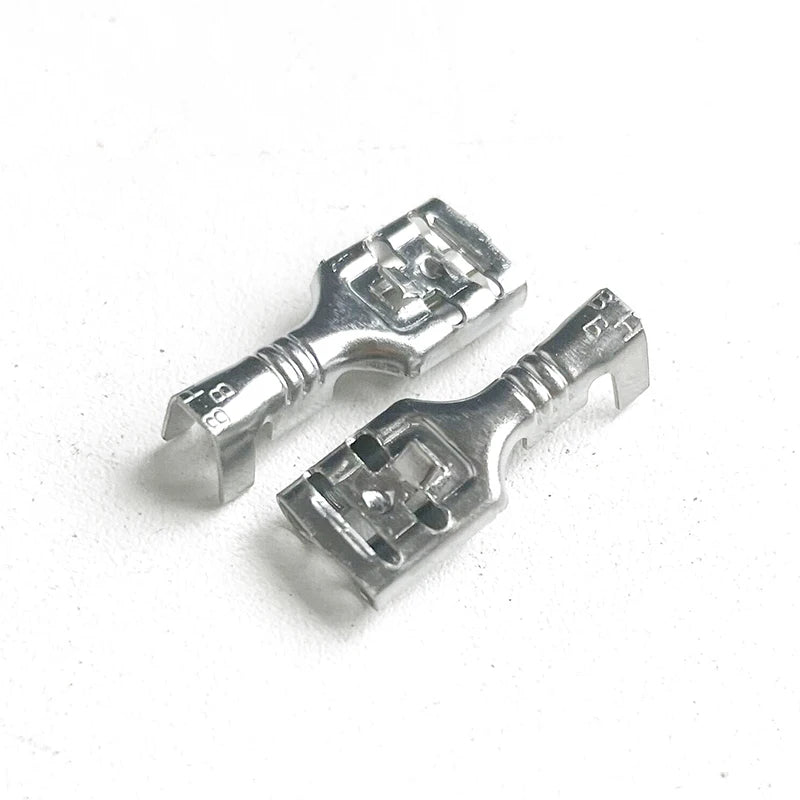 50/100/200pcs Female Spade Quick Splice Crimp Terminals 6.3mm Crimp Connector Non Insulated Terminal