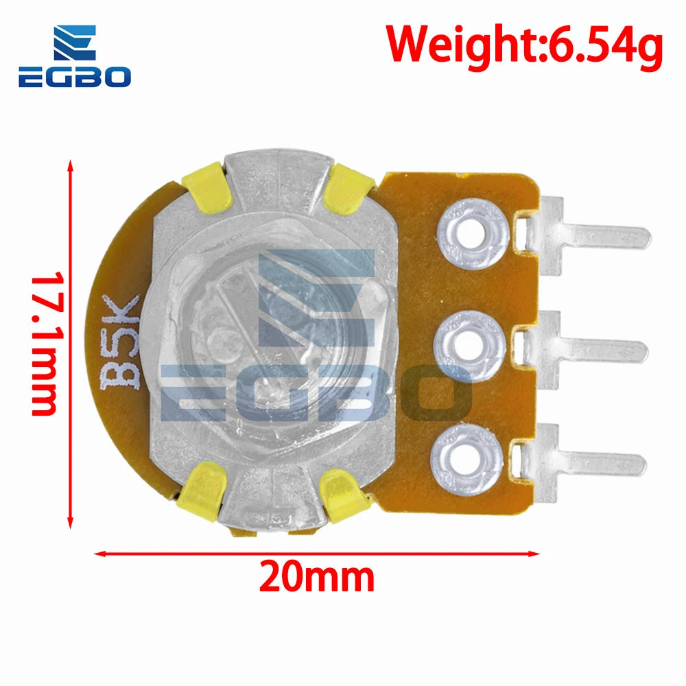 5PCS WH148 1K 5K 10K 20K 50K 100K 500K Ohm 15mm 3 Pin Linear Taper Rotary Potentiometer Resistor for Arduino with AG2 White Cap