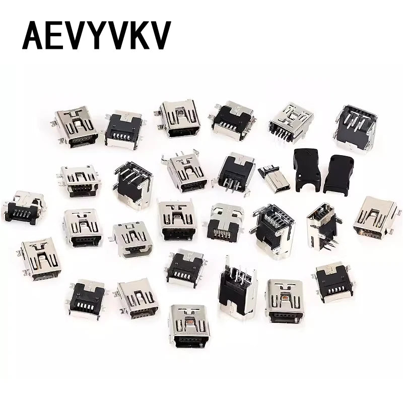 10PCS Mini USB SMT SMD DIP 5 Pin Female Mini Type B Socket Connector Plug Straight DIP Jack Tail Connector Plug-in MINI USB