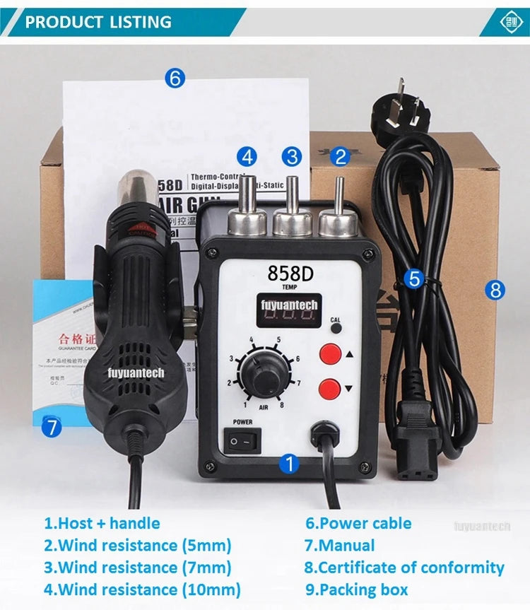 858D Led Digital 700w Heat Gun Welding Repair Tool Hot Air Gun Micro Rework Soldering Station