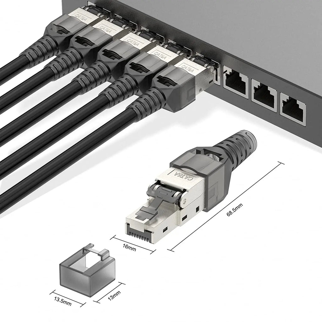 ZoeRax RJ45 CAT8 Cat7 CAT6A Connector Tool-Free, Toolless RJ45 Termination Plug Reusable Shielded for Ethernet Cables 10Gbps POE