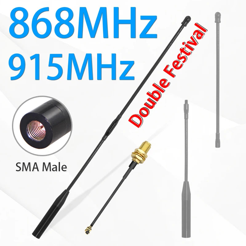 GIZONT SMA LoRa 868MHz 915MHz Antenna For Meshtastic Heltec V3 & V4 ESP 32 Two Sections Soft Whip Antenna, Flexible and Bendable