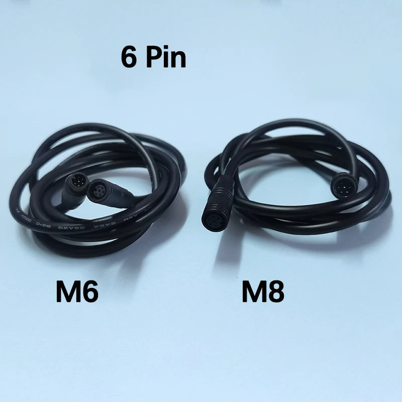 1pc 1m Long 6/8mm Circle Connector Cable Signal Sensor Cord For EBike E-Scooter Waterproof Extension Cable 2 3 4 5 6 Pin M6/M8