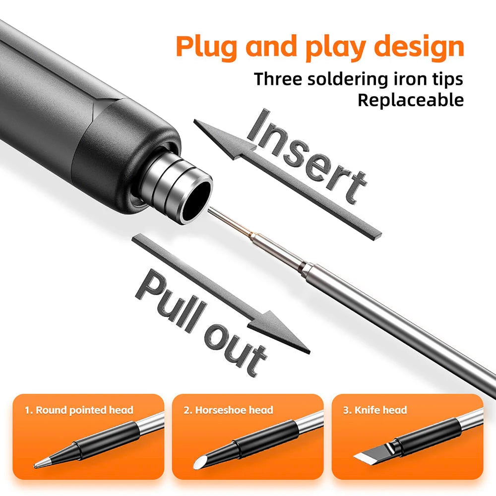 Multifunctional USB Digital Electric Soldering Iron Set Kit Intelligent 300-450℃ Temperature Adjustable Solder Iron Welding Tool
