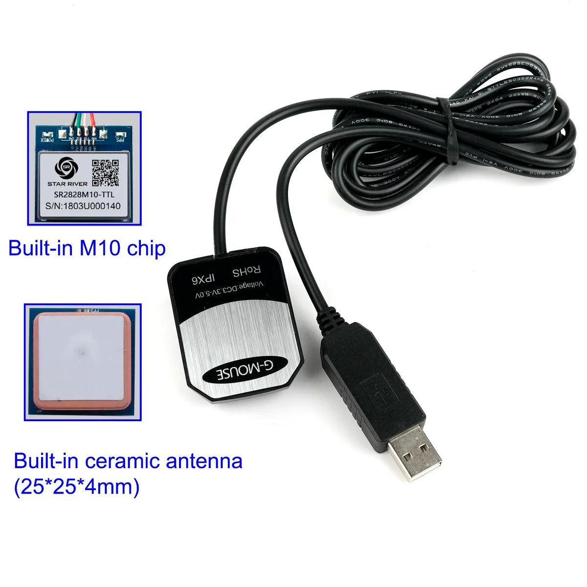 New M10 G-MOUSE GPS Module - UBX-M10050-KB Chip, Multi-Constellation Tracking, High Sensitivity for Car & Boat Navigation
