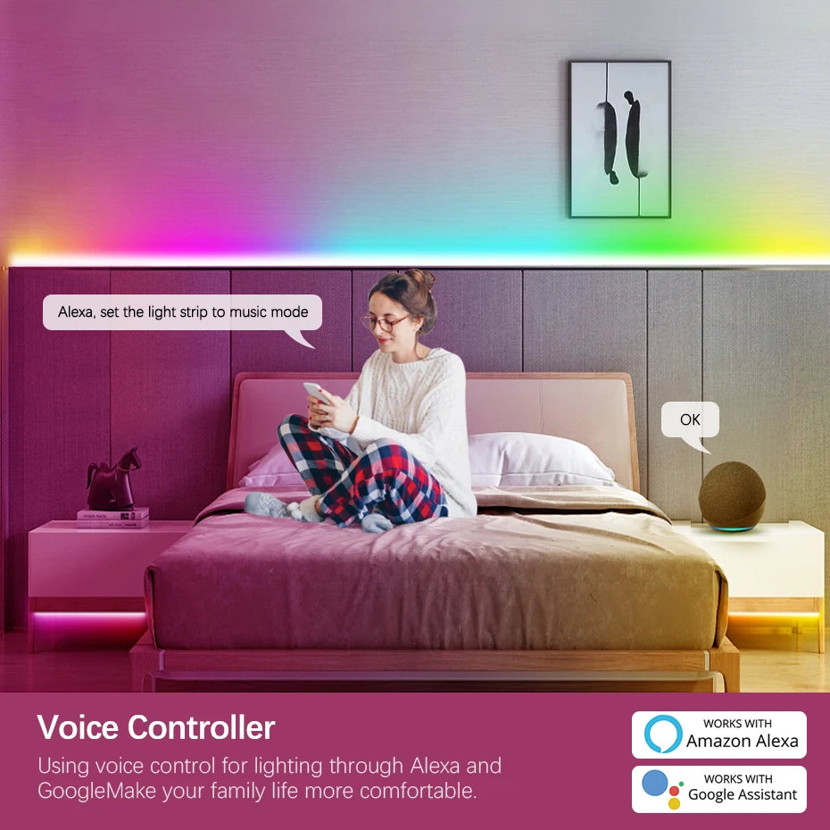 1M 2M 3M 4M 5M COB 24V RGBIC Led Strip 720Leds/M Wifi Bluetooth Infrared Remote Control Flexible Led Tape Lamp Room Decoration