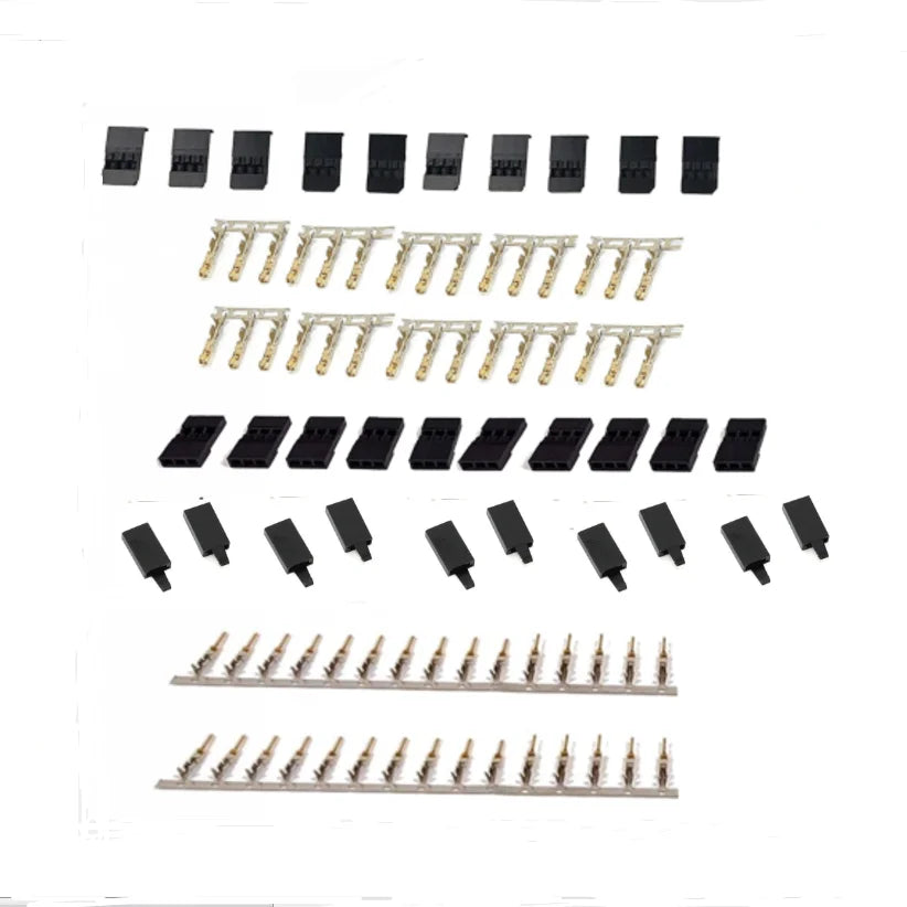 5/10 Pairs Jr Futaba Servo Receiver Connector Plug with Lock and Male Female Gold Plated Terminals Crimp Pin Kit for RC Battery