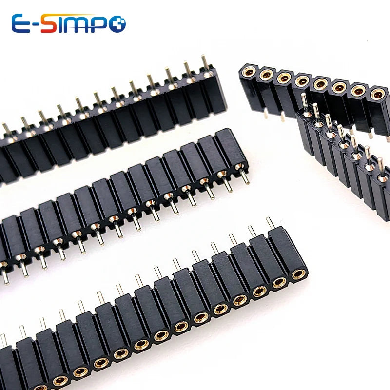 2.54mm Round Hole RA Straight Single/Dual Row 0.1" Breakable Stackable PCB IC Crystal Transistor PH 7mm Female Tin Pin Header